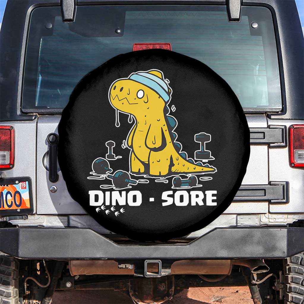 Dino Sore Spare Tire Cover Funny Dinosaur Workout Gift TS12 No hole Black Print Your Wear