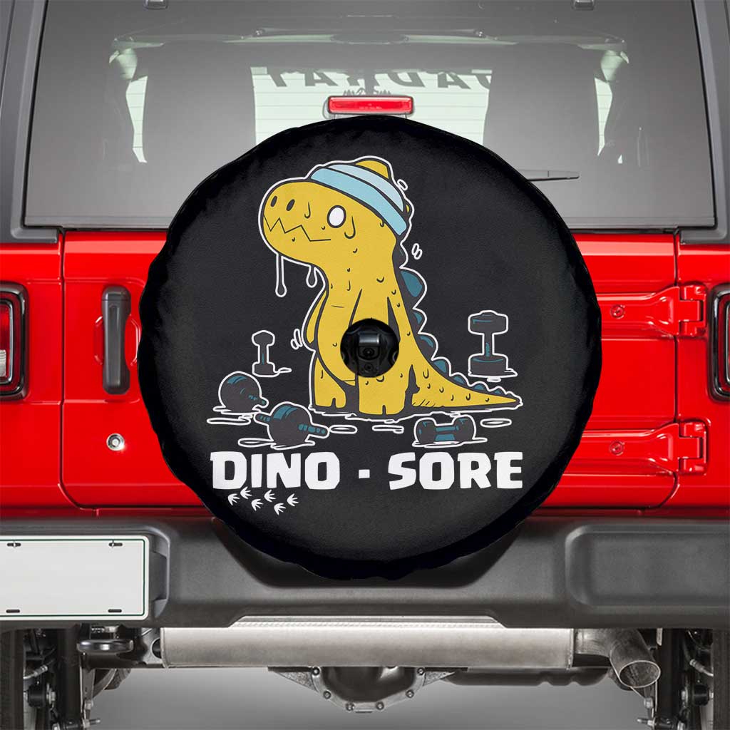 Dino Sore Spare Tire Cover Funny Dinosaur Workout Gift TS12 Black Print Your Wear