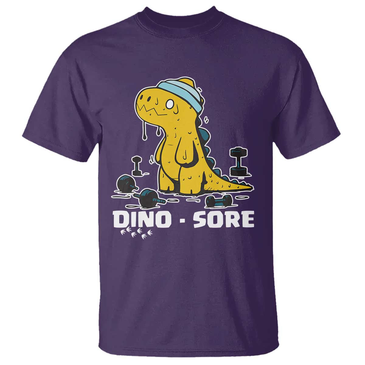 Dino Sore T Shirt Funny Dinosaur Workout Gift TS12 Purple Print Your Wear