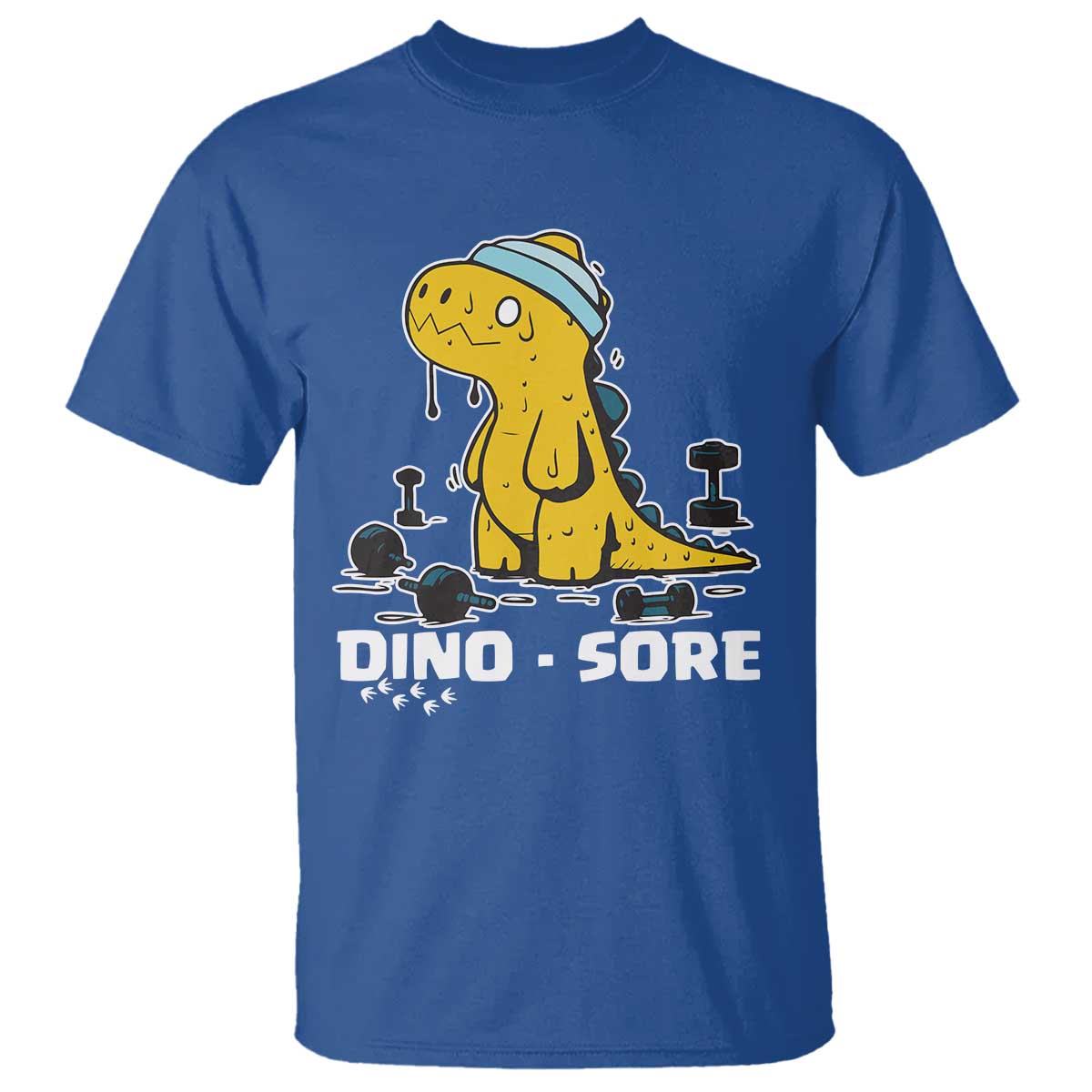 Dino Sore T Shirt Funny Dinosaur Workout Gift TS12 Royal Blue Print Your Wear