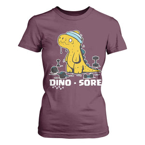Dino Sore T Shirt For Women Funny Dinosaur Workout Gift TS12 Maroon Print Your Wear