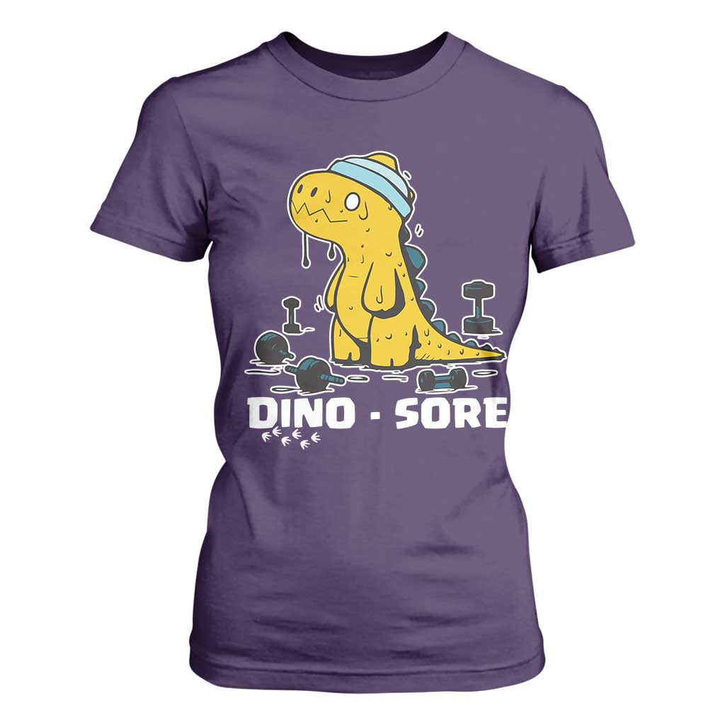 Dino Sore T Shirt For Women Funny Dinosaur Workout Gift TS12 Purple Print Your Wear