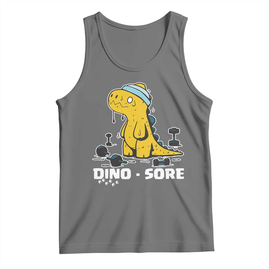 Dino Sore Tank Top Funny Dinosaur Workout Gift TS12 Black Heather Print Your Wear