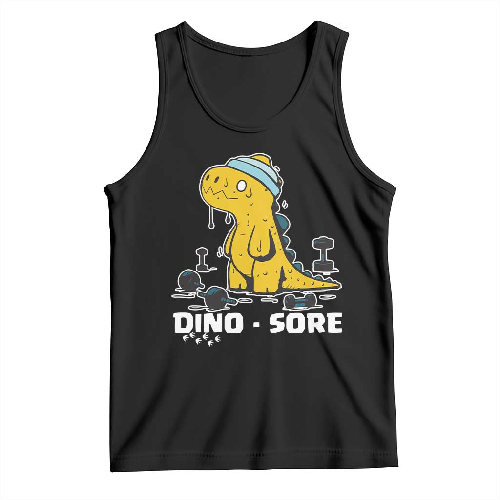 Dino Sore Tank Top Funny Dinosaur Workout Gift TS12 Black Print Your Wear