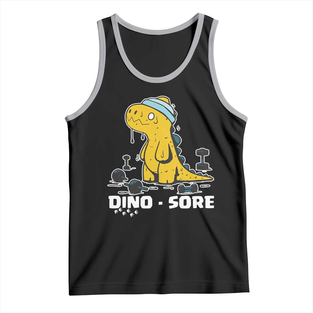 Dino Sore Tank Top Funny Dinosaur Workout Gift TS12 Black Athletic Heather Print Your Wear