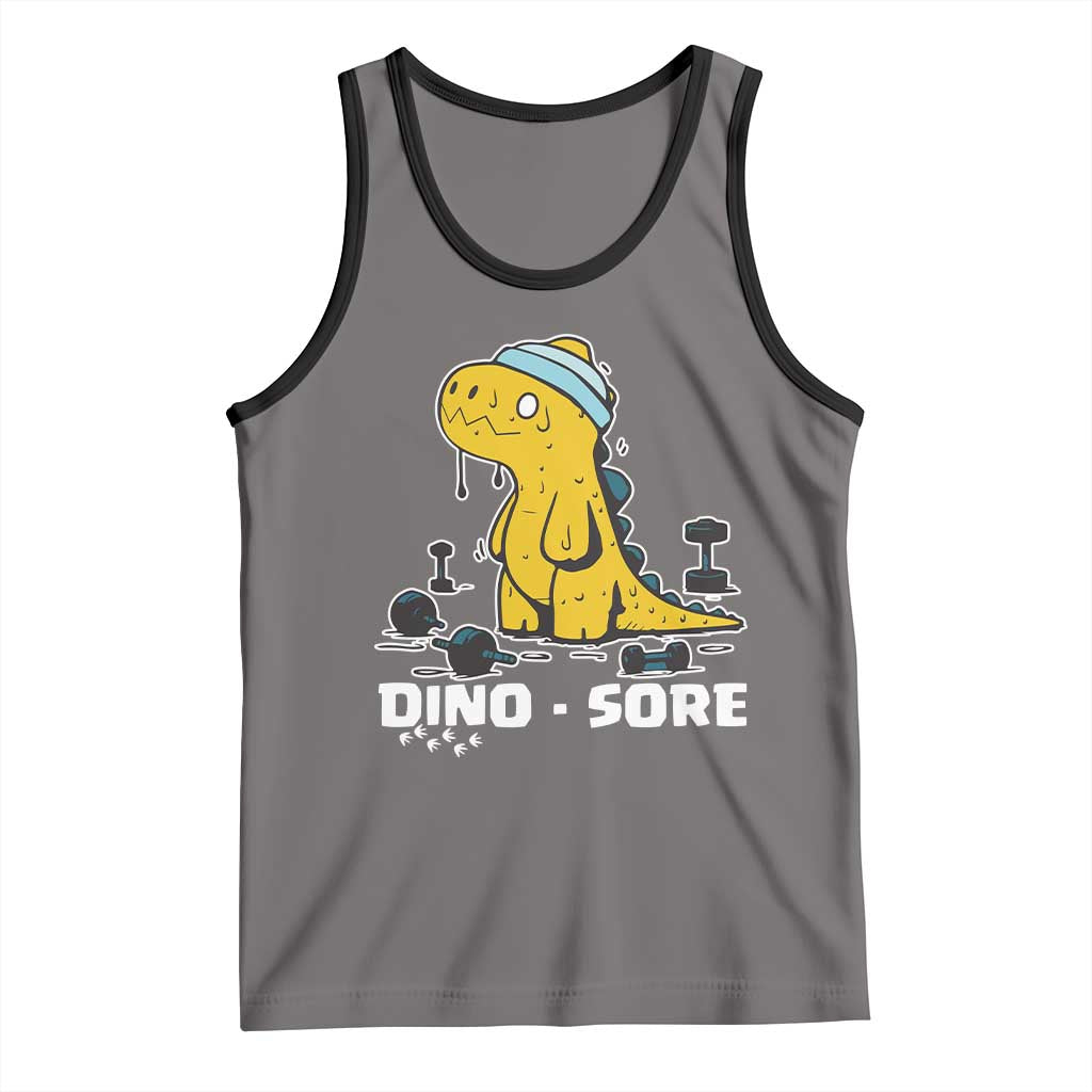 Dino Sore Tank Top Funny Dinosaur Workout Gift TS12 Deep Heather Black Print Your Wear