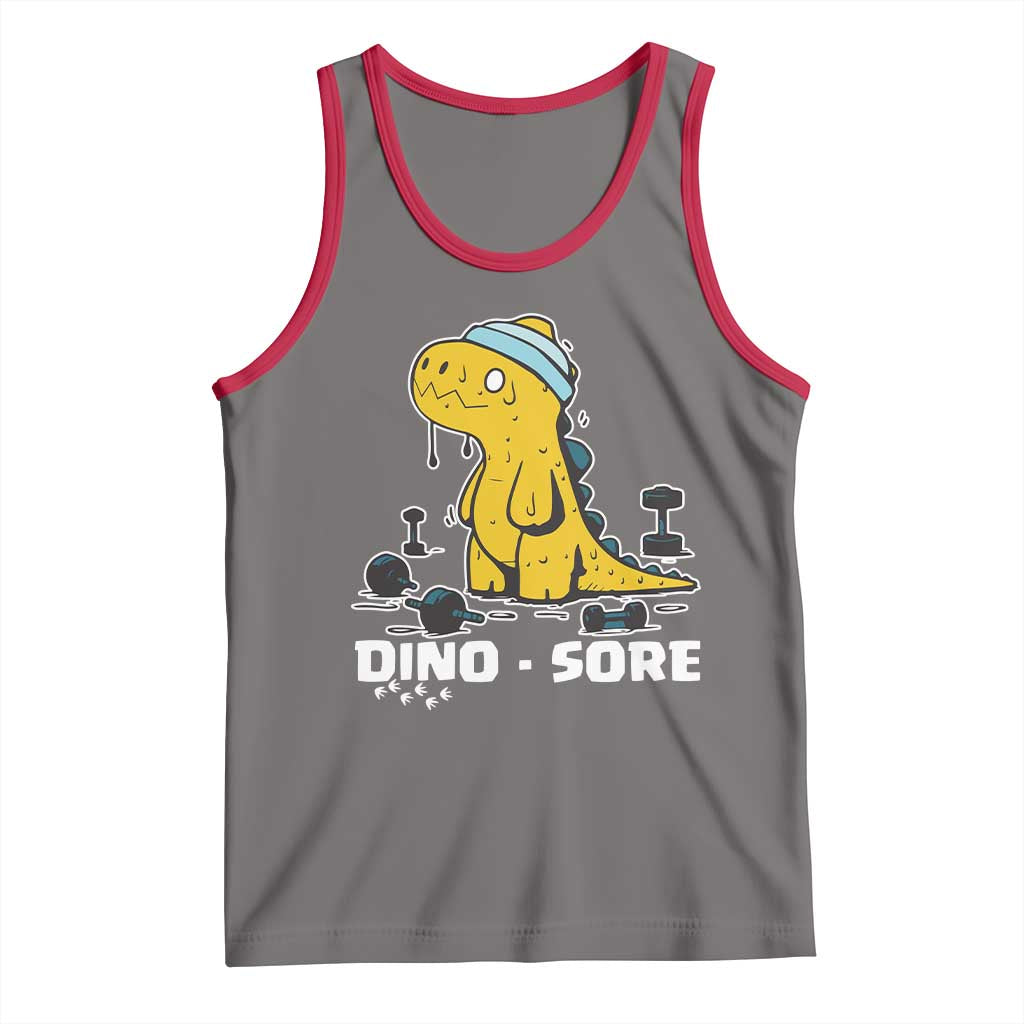 Dino Sore Tank Top Funny Dinosaur Workout Gift TS12 Deep Heather Red Print Your Wear