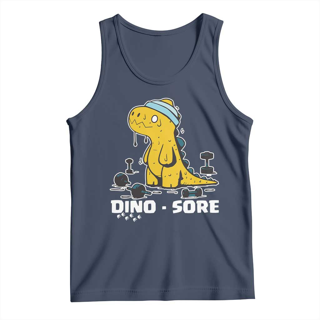 Dino Sore Tank Top Funny Dinosaur Workout Gift TS12 Navy Print Your Wear