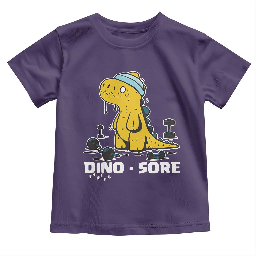 Dino Sore Toddler T Shirt Funny Dinosaur Workout Gift TS12 Purple Print Your Wear