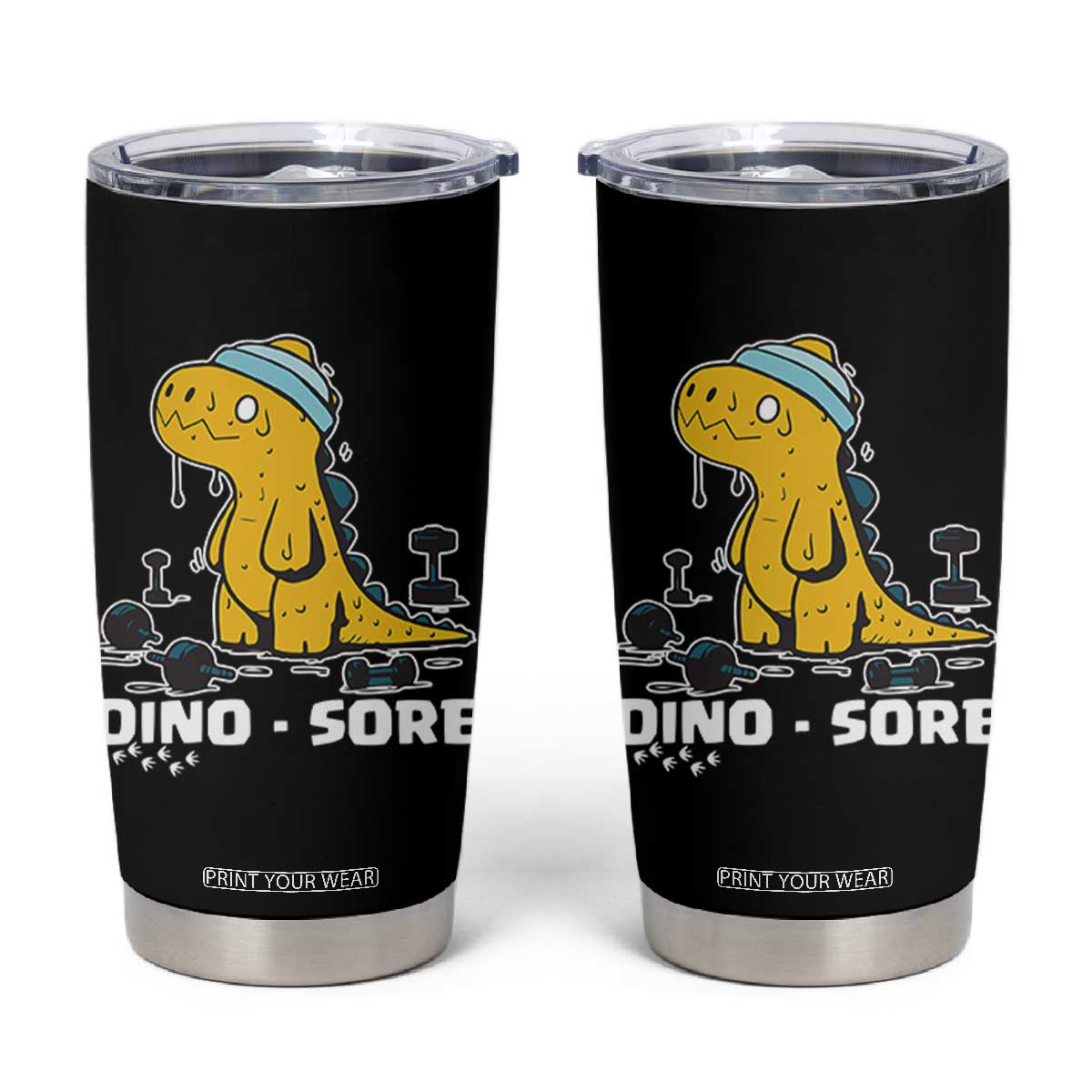Dino Sore Tumbler Cup Funny Dinosaur Workout Gift TS12 Black Print Your Wear