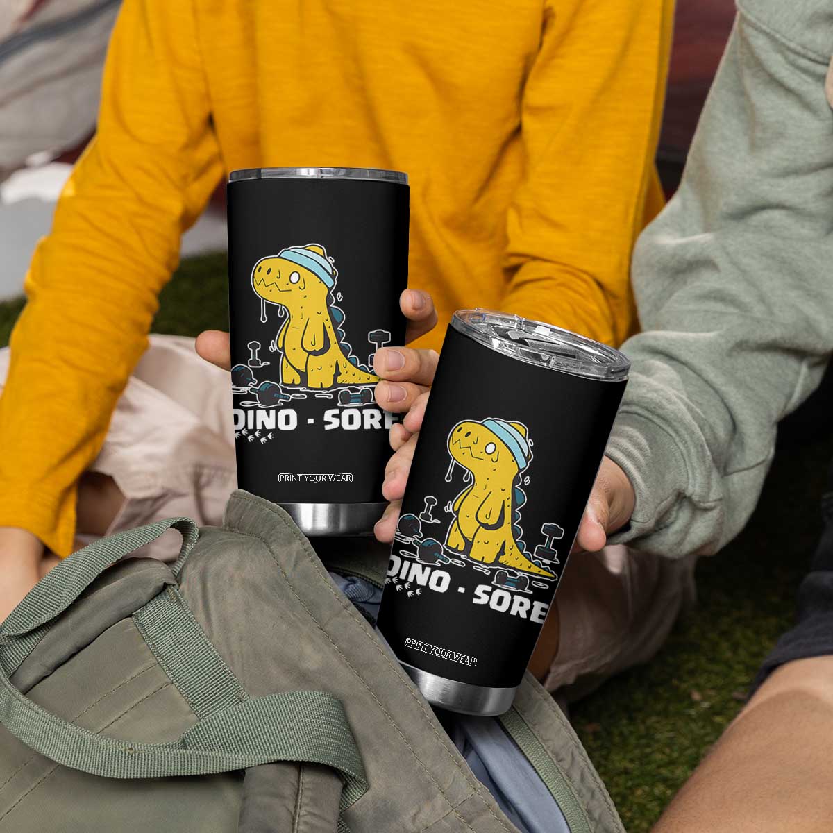 Dino Sore Tumbler Cup Funny Dinosaur Workout Gift TS12 Print Your Wear