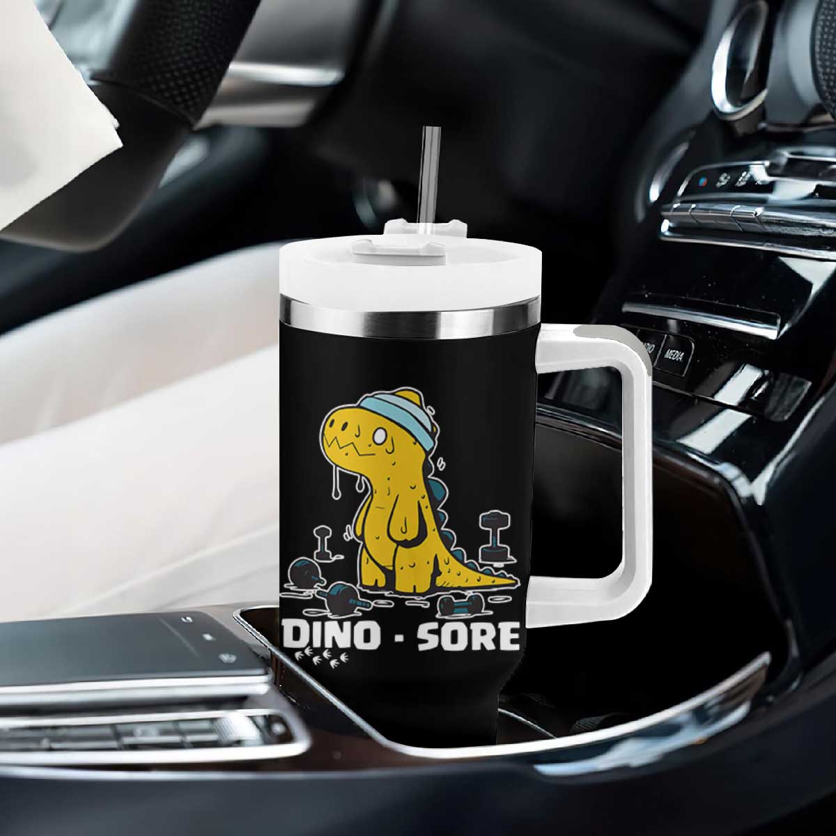 Dino Sore Tumbler With Handle Funny Dinosaur Workout Gift TS12 Print Your Wear