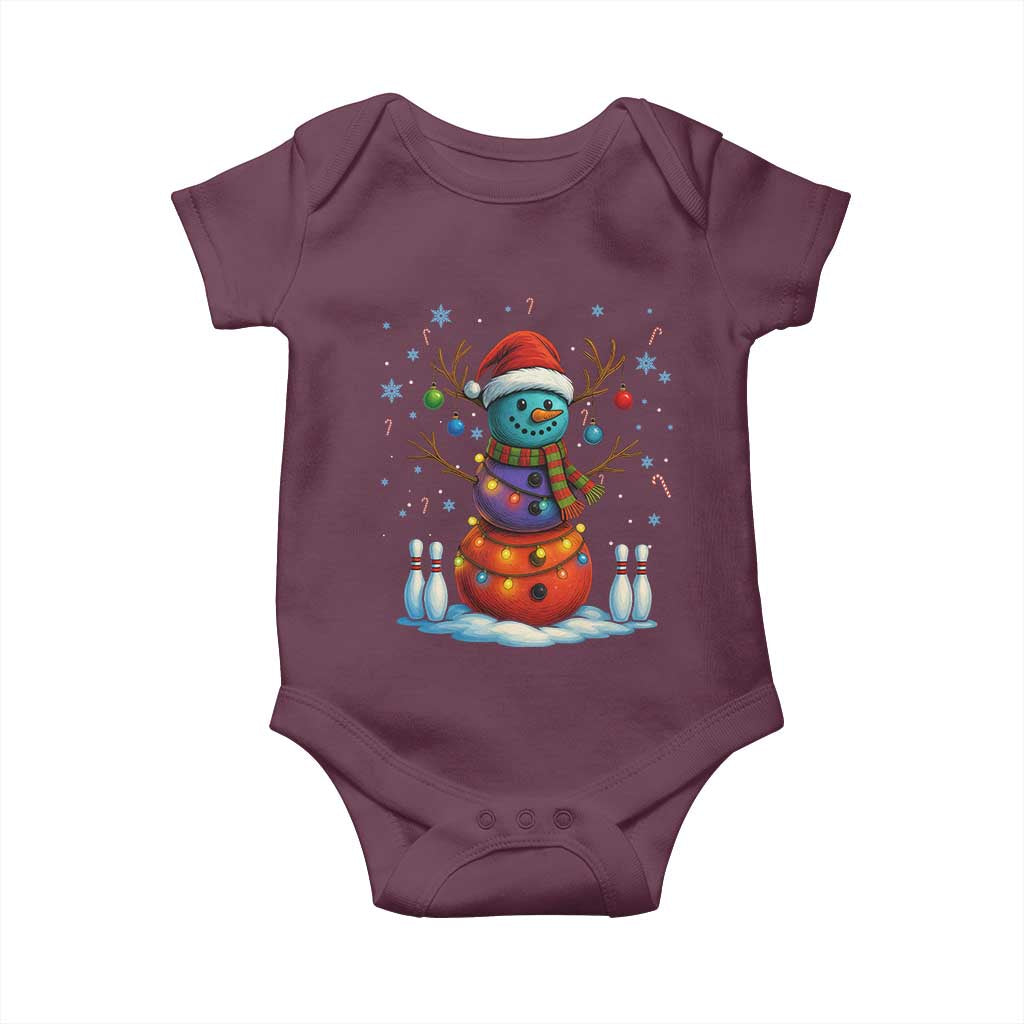Funny Bowling Christmas Baby Onesie Gift For Bowler TS12 Maroon Print Your Wear