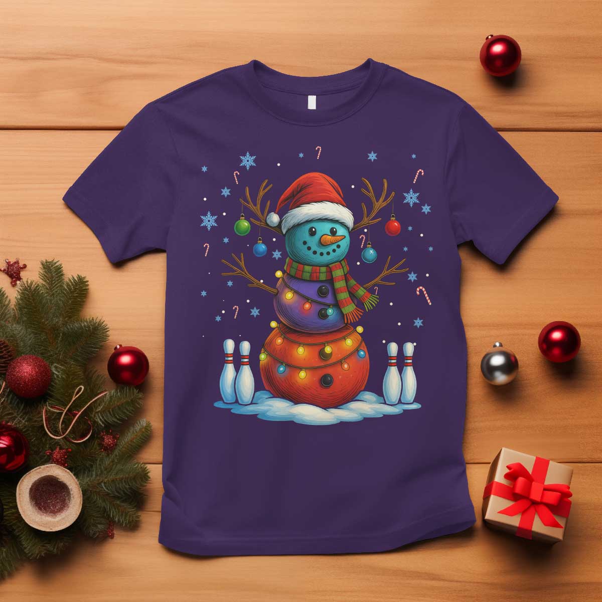 Funny Bowling Christmas T Shirt Gift For Bowler TS12 Purple Print Your Wear