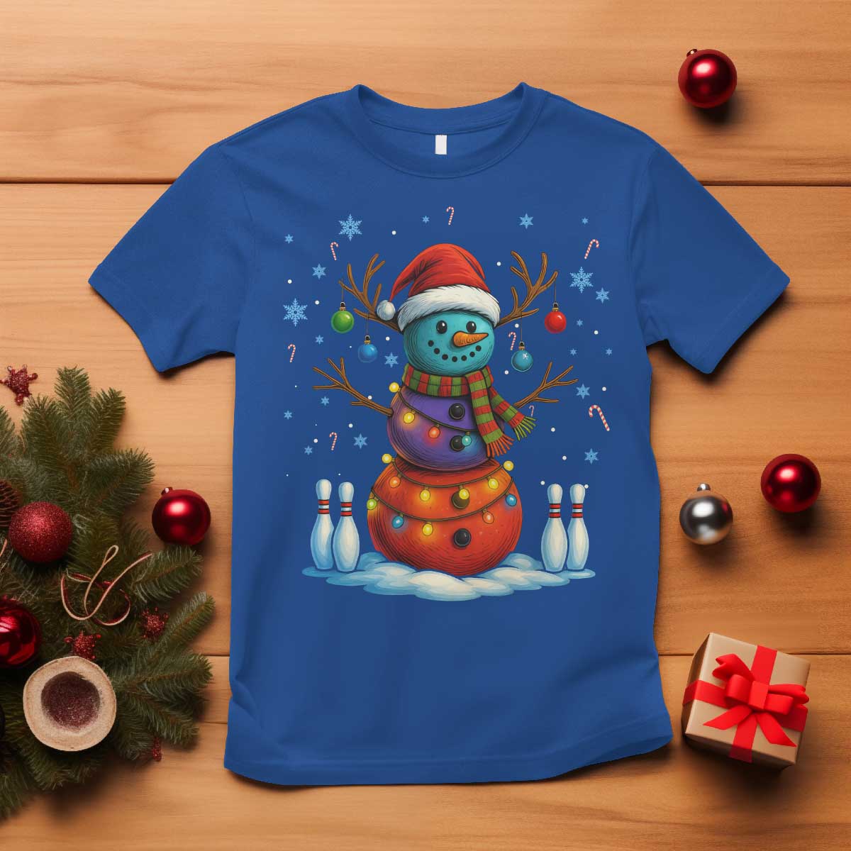 Funny Bowling Christmas T Shirt Gift For Bowler TS12 Royal Blue Print Your Wear