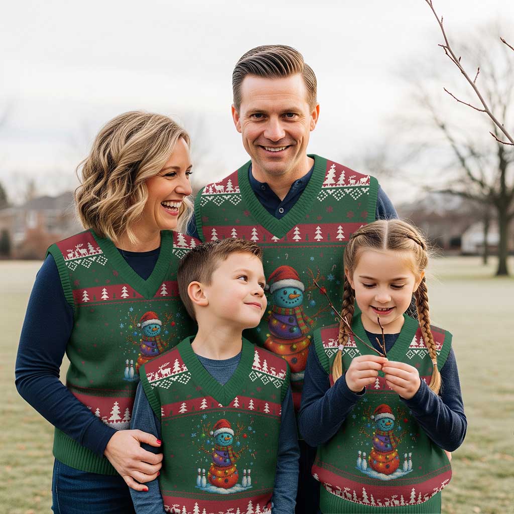 Funny Bowling Xmas V-Neck Knit Sweater Vest Gift For Bowler TS12 Red Green Print Your Wear