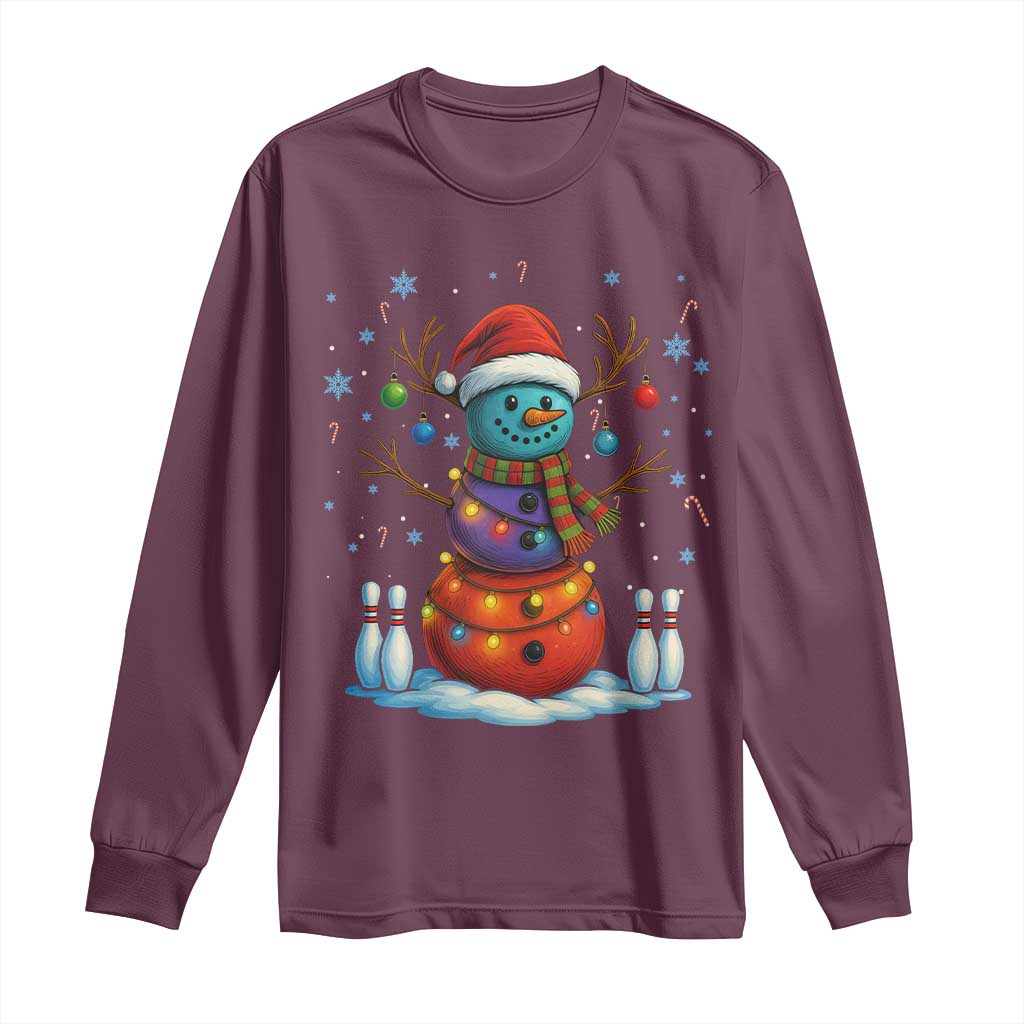 Funny Bowling Christmas Long Sleeve Shirt Gift For Bowler TS12 Maroon Print Your Wear