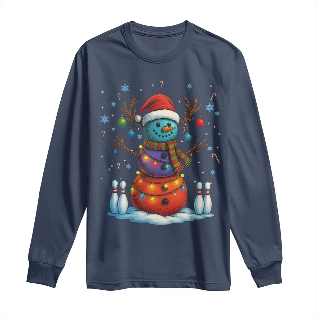 Funny Bowling Christmas Long Sleeve Shirt Gift For Bowler TS12 Navy Print Your Wear