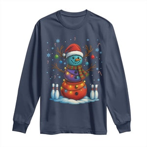 Funny Bowling Christmas Long Sleeve Shirt Gift For Bowler TS12 Navy Print Your Wear