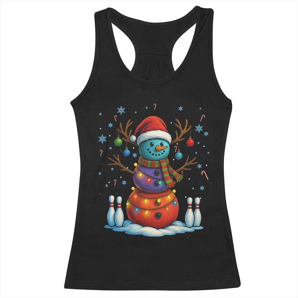 Funny Bowling Christmas Racerback Tank Top Gift For Bowler TS12 Black Print Your Wear