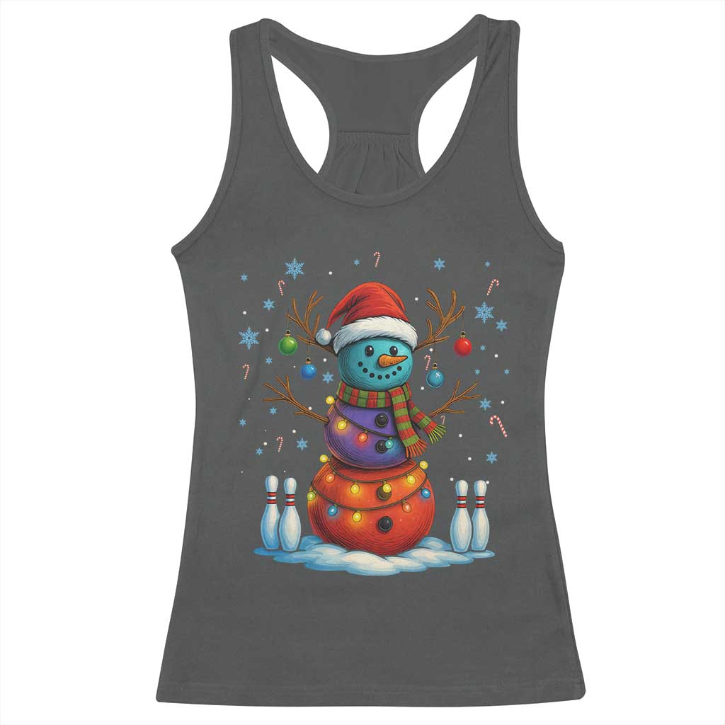 Funny Bowling Christmas Racerback Tank Top Gift For Bowler TS12 Dark Heather Print Your Wear
