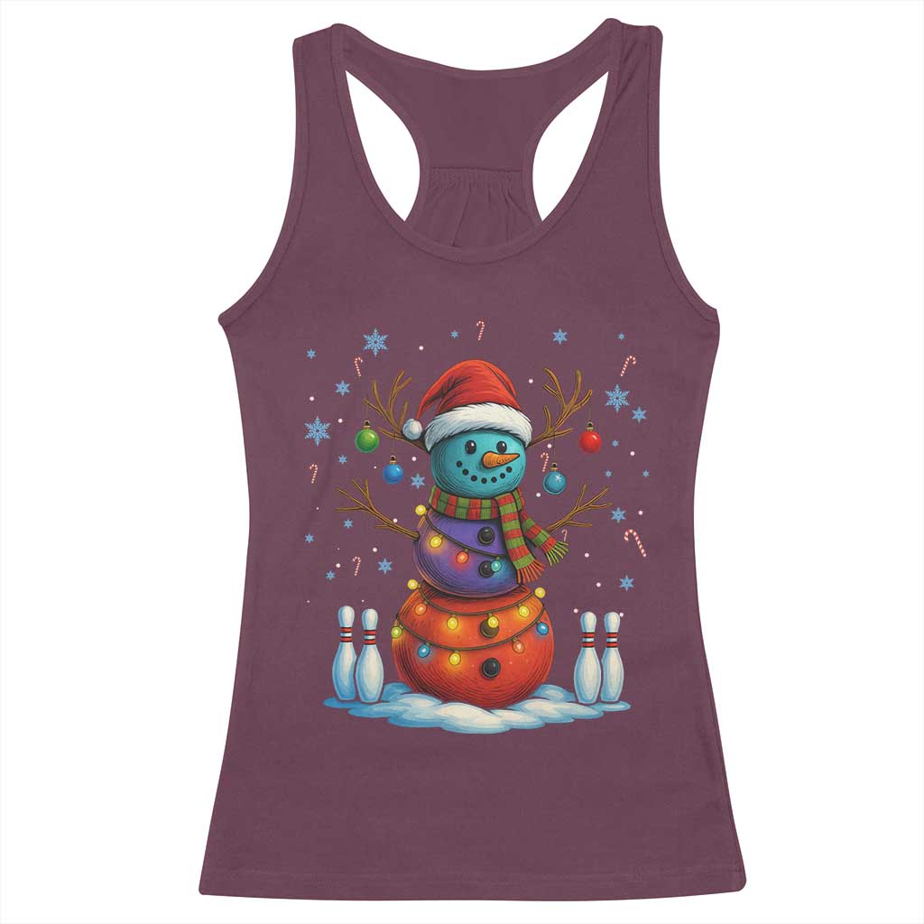 Funny Bowling Christmas Racerback Tank Top Gift For Bowler TS12 Maroon Print Your Wear
