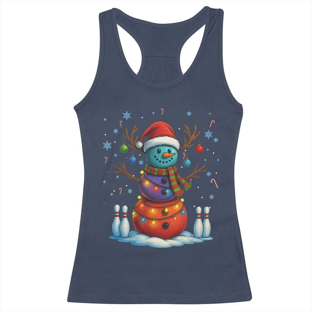 Funny Bowling Christmas Racerback Tank Top Gift For Bowler TS12 Navy Print Your Wear