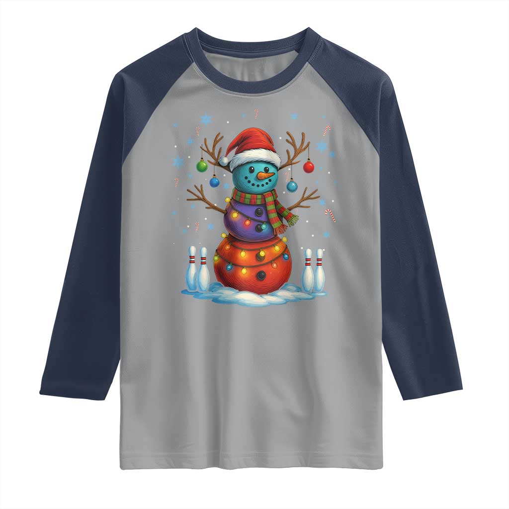 Funny Bowling Christmas Raglan Shirt Gift For Bowler TS12 Sport Gray Navy Print Your Wear