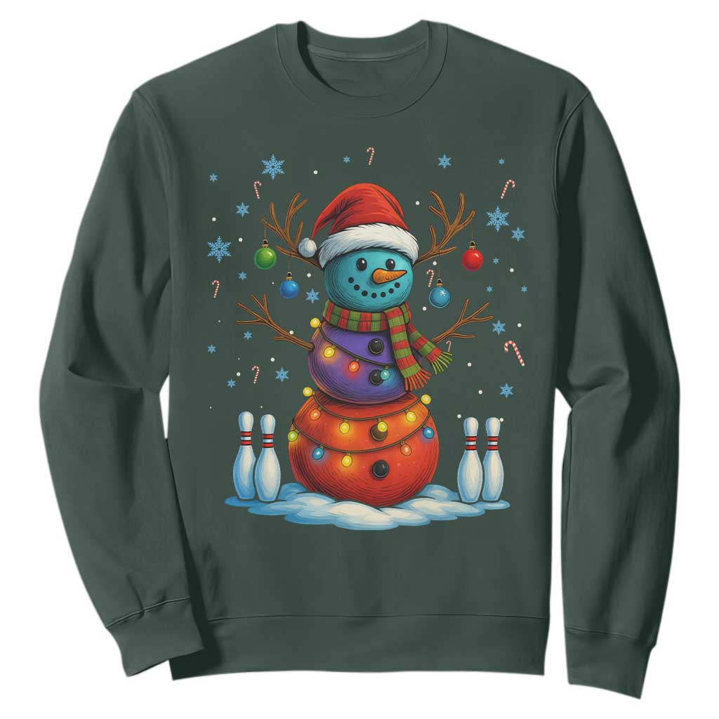 Funny Bowling Christmas Sweatshirt Gift For Bowler TS12 Dark Forest Green Print Your Wear