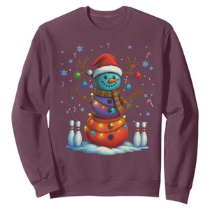 Funny Bowling Christmas Sweatshirt Gift For Bowler TS12 Maroon Print Your Wear