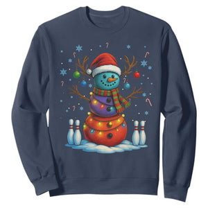 Funny Bowling Christmas Sweatshirt Gift For Bowler TS12 Navy Print Your Wear