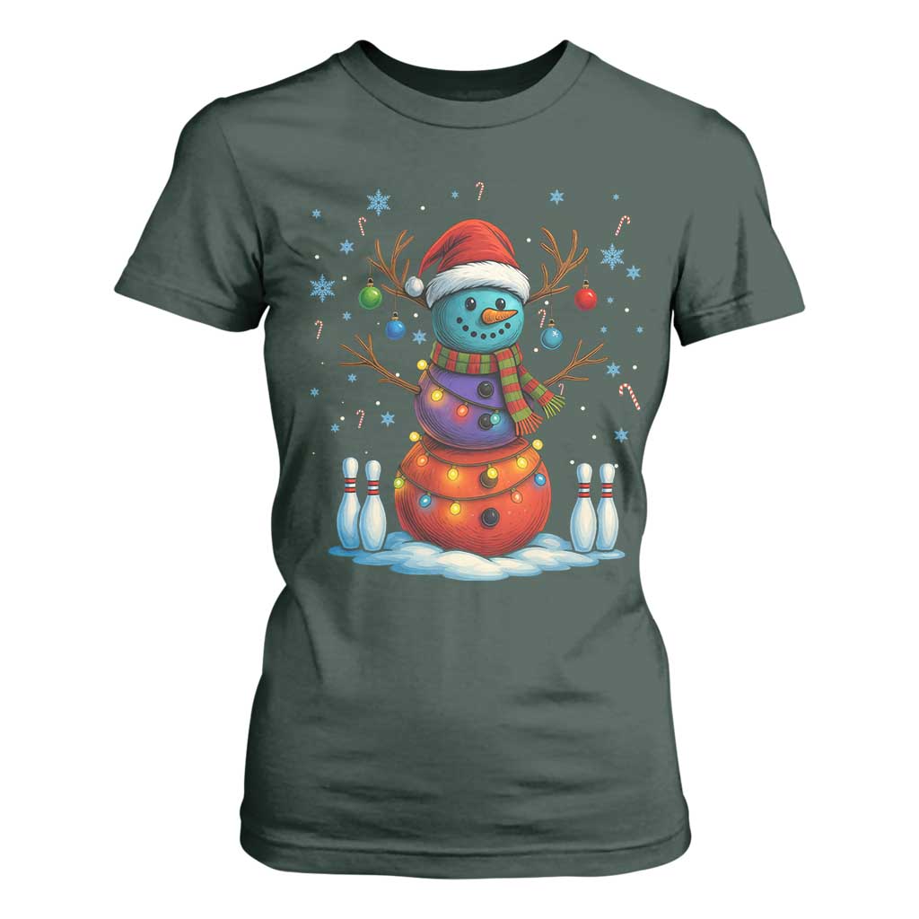 Funny Bowling Christmas T Shirt For Women Gift For Bowler TS12 Dark Forest Green Print Your Wear