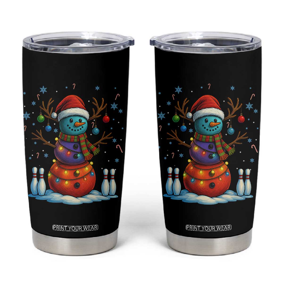 Funny Bowling Christmas Tumbler Cup Gift For Bowler TS12 Black Print Your Wear