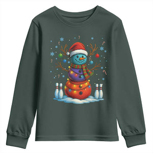 Funny Bowling Christmas Youth Sweatshirt Gift For Bowler TS12 Dark Forest Green Print Your Wear