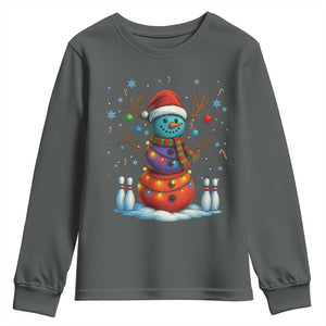 Funny Bowling Christmas Youth Sweatshirt Gift For Bowler TS12 Dark Heather Print Your Wear