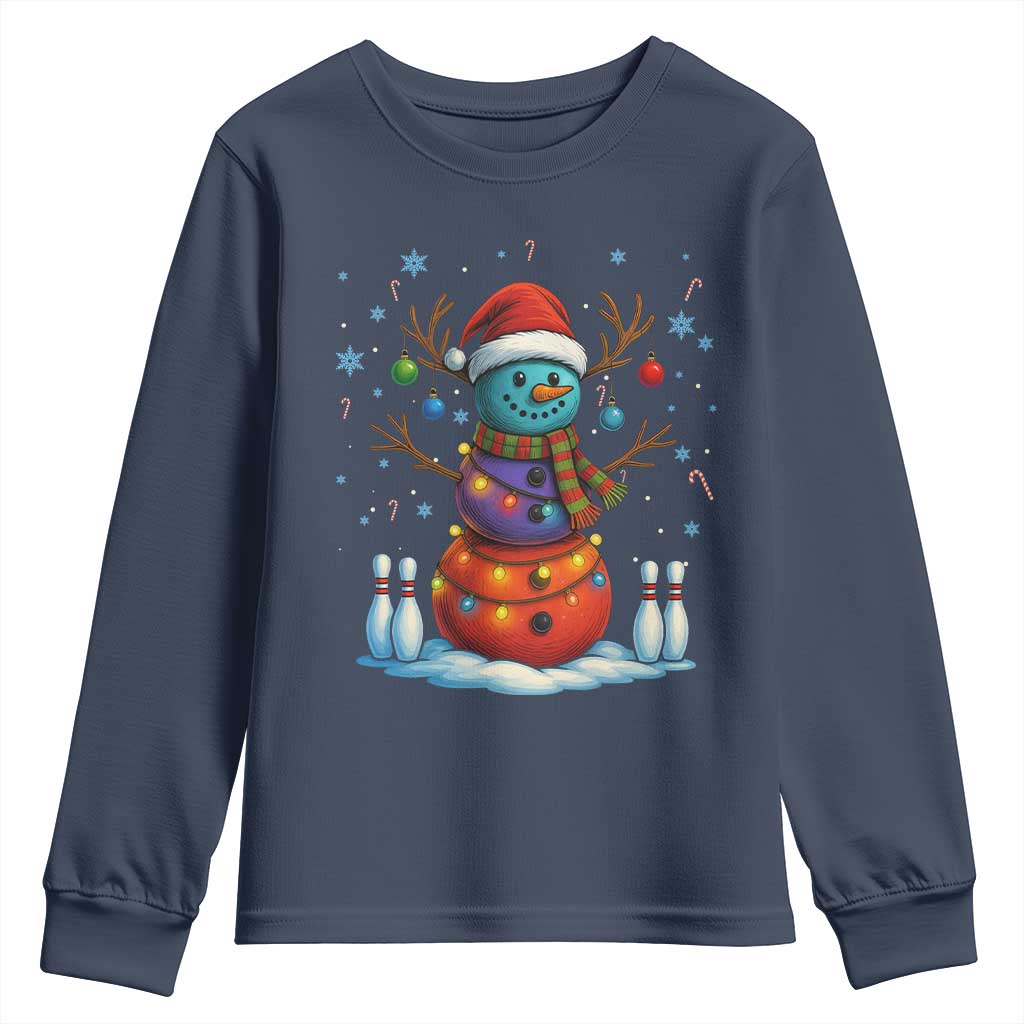 Funny Bowling Christmas Youth Sweatshirt Gift For Bowler TS12 Navy Print Your Wear