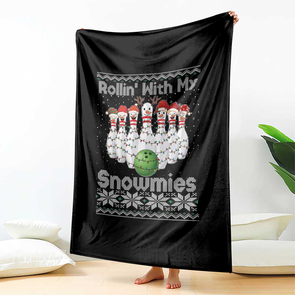 Rollin With My Snowmies Throw Blanket Funny Christmas Bowling Ugly Sweater Gift TS12 Print Your Wear