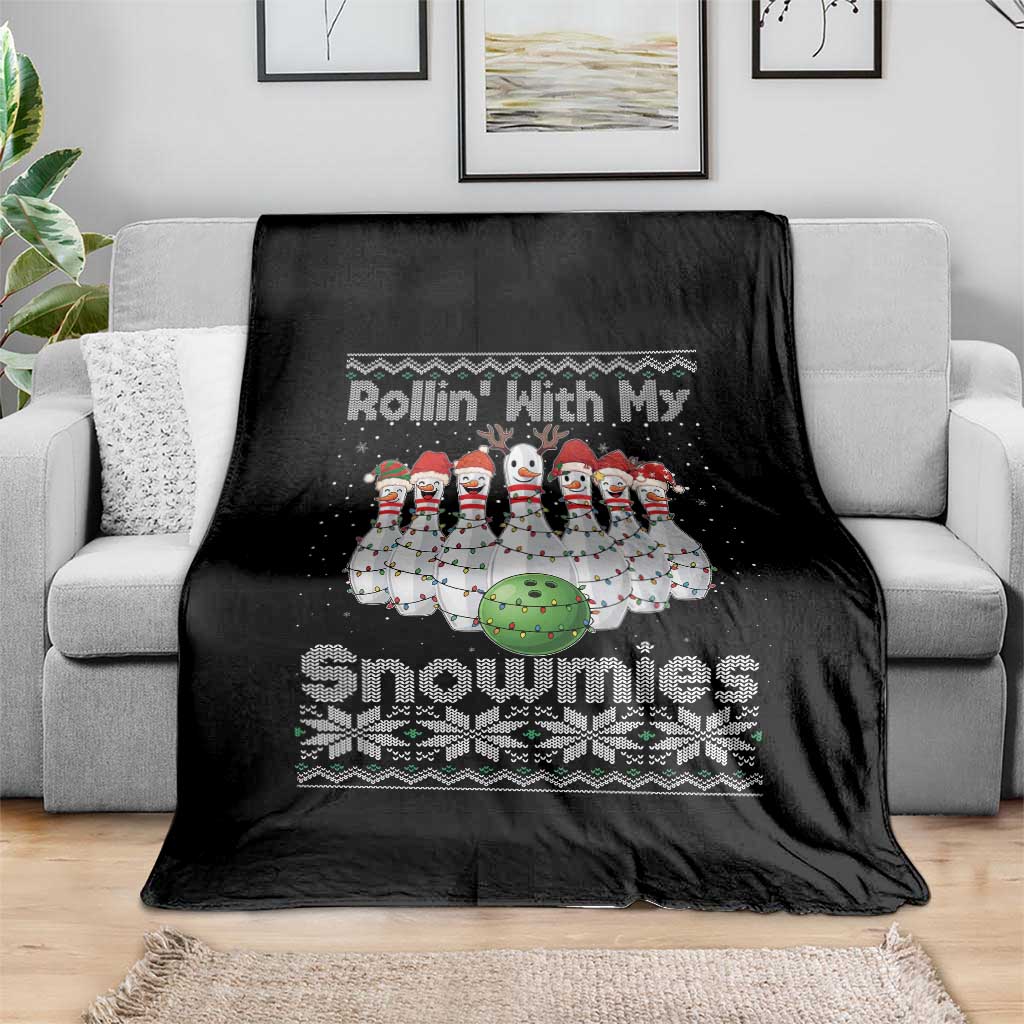 Rollin With My Snowmies Throw Blanket Funny Christmas Bowling Ugly Sweater Gift TS12 Print Your Wear
