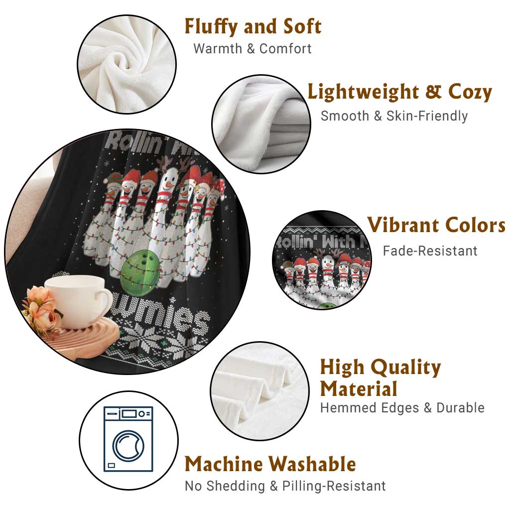 Rollin With My Snowmies Throw Blanket Funny Christmas Bowling Ugly Sweater Gift TS12 Print Your Wear