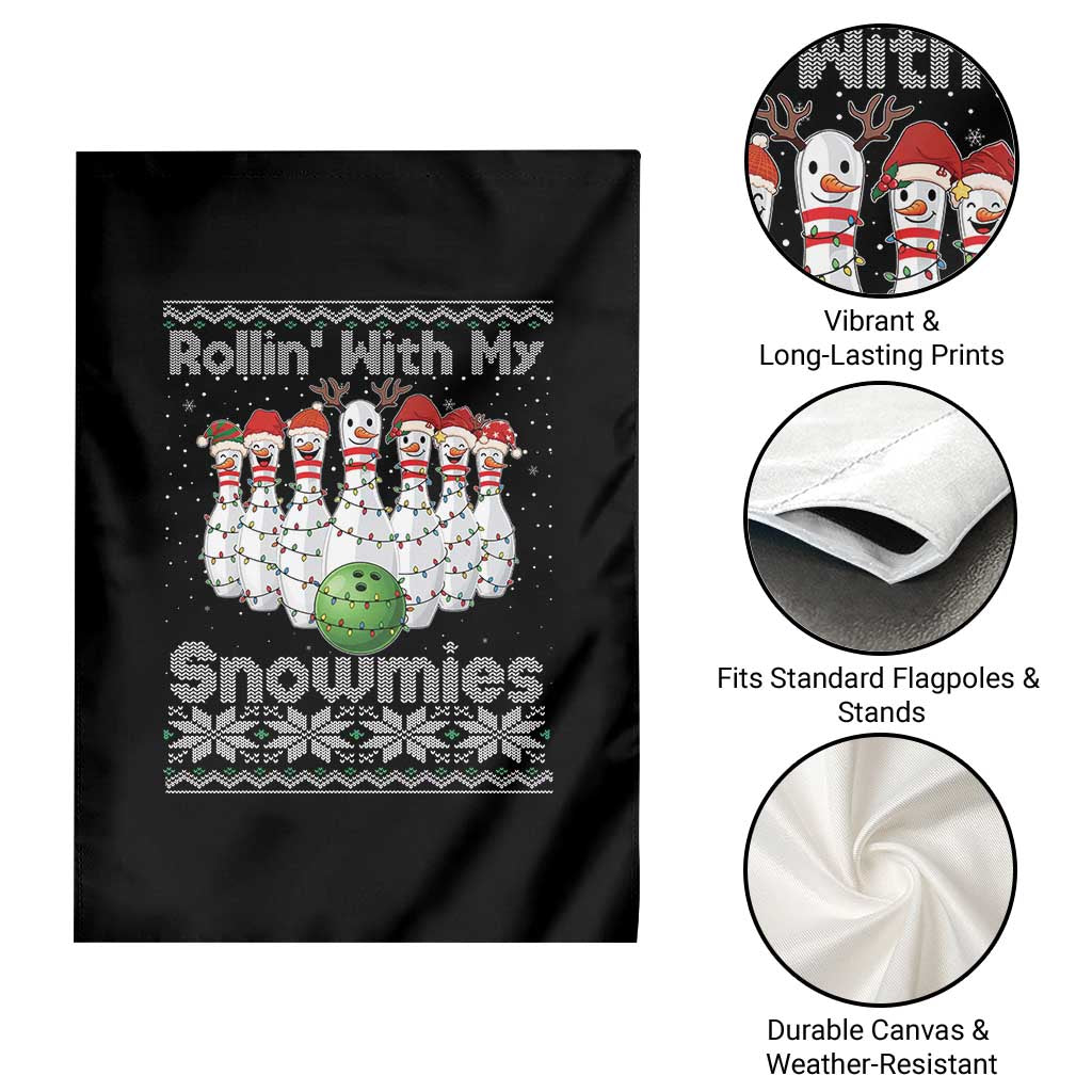 Rollin With My Snowmies Garden Flag Funny Christmas Bowling Ugly Sweater Gift TS12 Print Your Wear