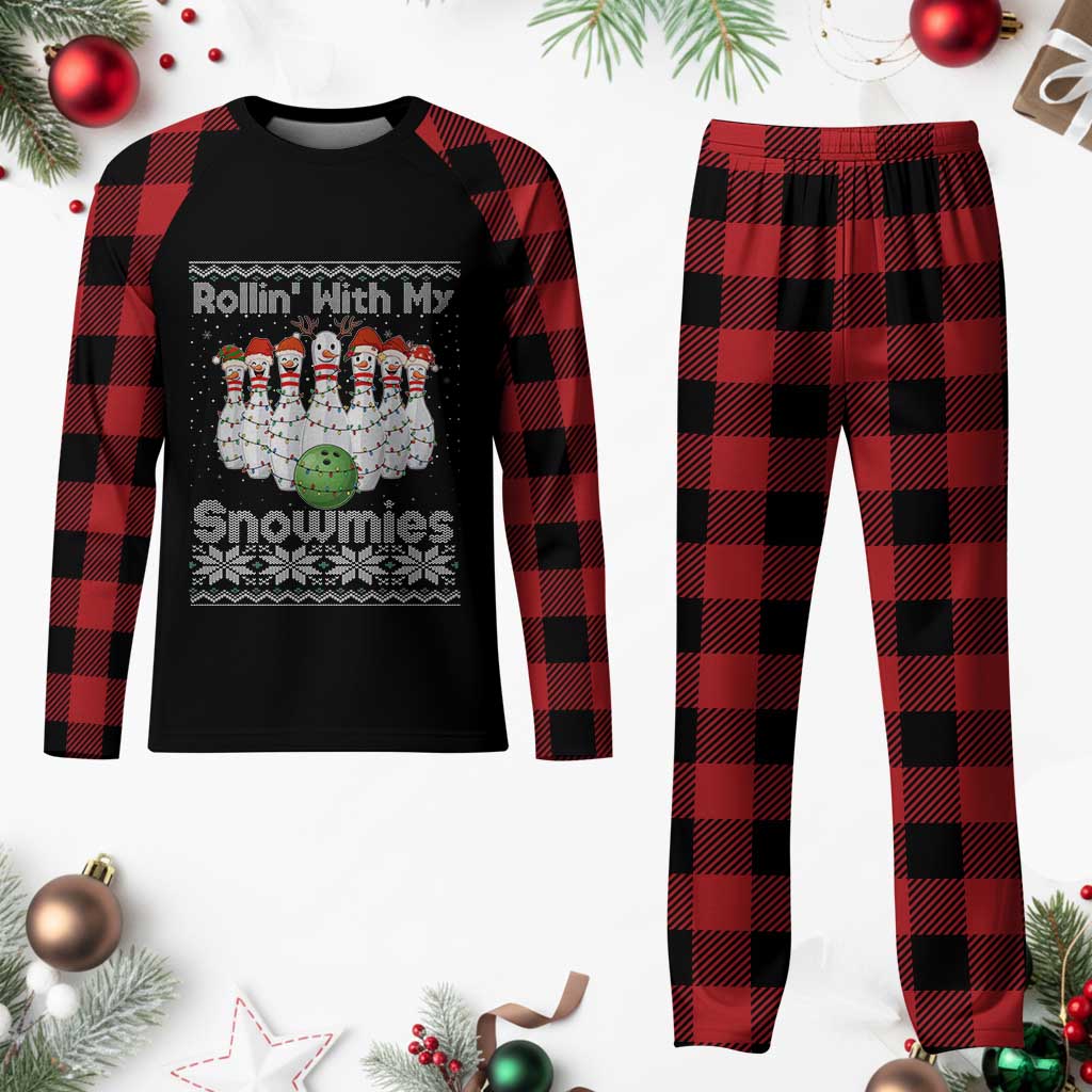 Rollin With My Snowmies Plaid Pajama Set Funny Xmas Bowling Ugly Sweater Gift TS12 Buffalo Plaid Print Your Wear