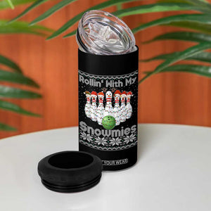 Rollin With My Snowmies 4 in 1 Can Cooler Tumbler Funny Christmas Bowling Ugly Sweater Gift TS12 Print Your Wear