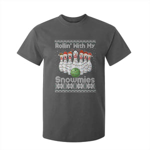 Rollin With My Snowmies T Shirt For Kid Funny Christmas Bowling Ugly Sweater Gift TS12 Dark Heather Print Your Wear