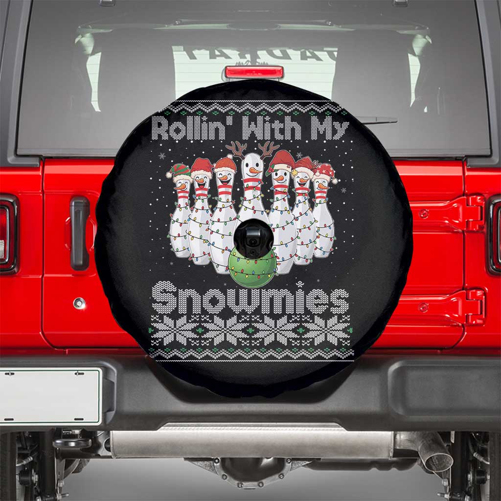 Rollin With My Snowmies Spare Tire Cover Funny Christmas Bowling Ugly Sweater Gift TS12 Black Print Your Wear