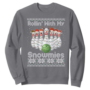 Rollin With My Snowmies Sweatshirt Funny Christmas Bowling Ugly Sweater Gift TS12 Charcoal Print Your Wear