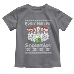 Rollin With My Snowmies Toddler T Shirt Funny Christmas Bowling Ugly Sweater Gift TS12 Charcoal Print Your Wear