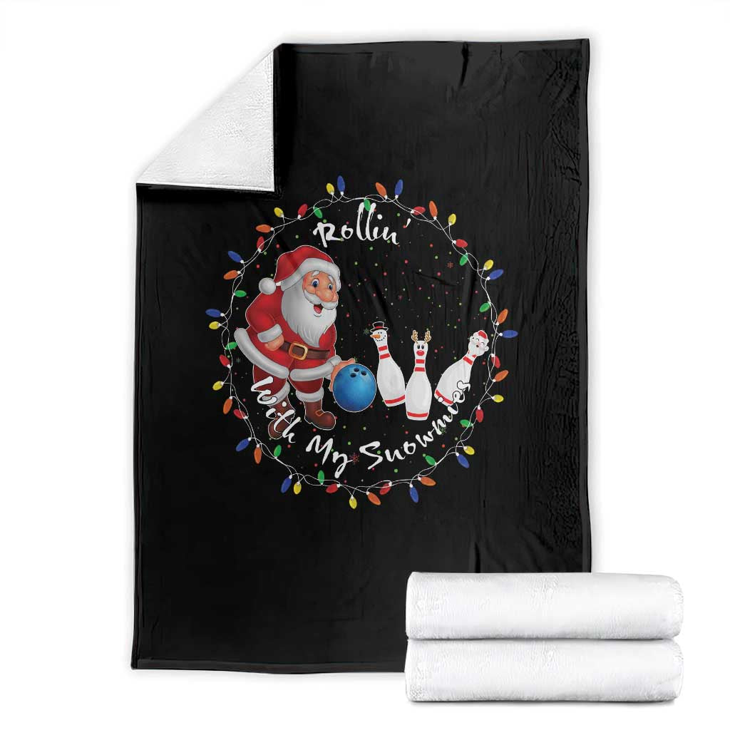 Rollin With My Snowmies Throw Blanket Bowling Xmas Gift TS12 Black Print Your Wear