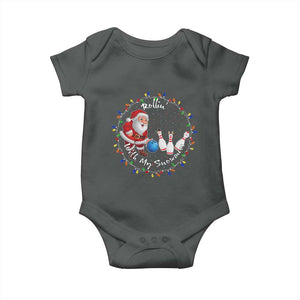 Rollin With My Snowmies Baby Onesie Bowling Xmas Gift TS12 Dark Heather Print Your Wear