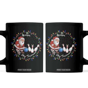 Rollin With My Snowmies Coffee Mug Bowling Xmas Gift TS12 Black Print Your Wear