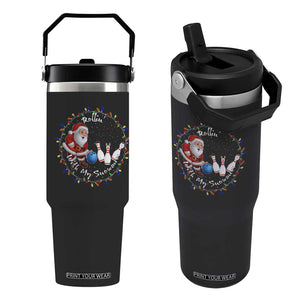 Rollin With My Snowmies Flip Straw Tumbler Bowling Xmas Gift TS12 One Size: 30 oz Black Print Your Wear